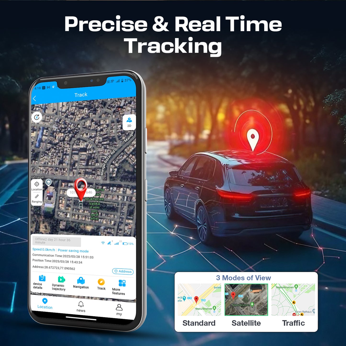 Car GPS Tracker | Real Time Tracking | Electronic Geo Fence | For Car, Bike, Scooty |  30 Days Battery Backup