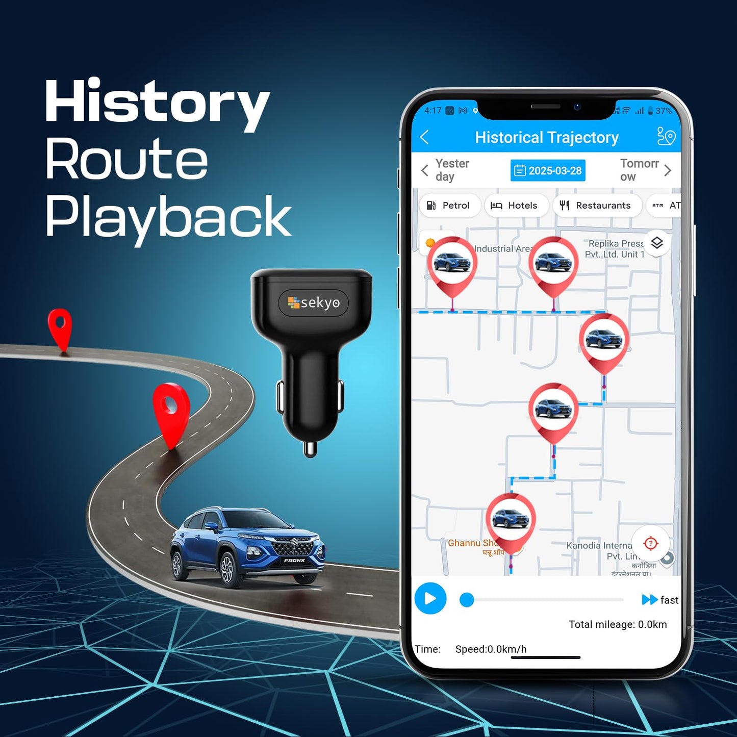 Car GPS Tracker | Real Time Tracking | Electronic Geo Fence | For Car, Bike, Scooty |  30 Days Battery Backup